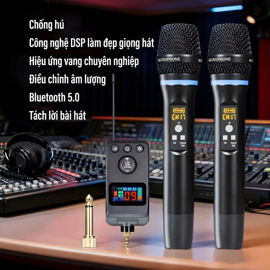 Micro không dây đa năng Langsong M50 - Tích hợp DSP chống hú, hiệu ứng vang, kết nối Bluetooth, chuyên dụng hát Karaoke (1 Mic)