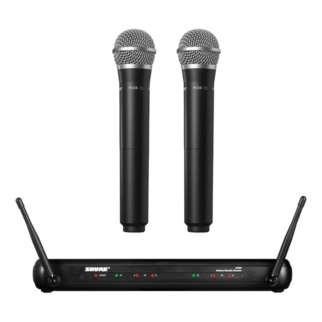 Bộ thu và phát kèm micro không dây Shure SVX288/PG58 - Micro không dây cầm tay (2mic)