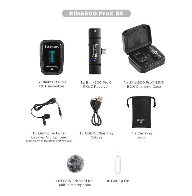 Bộ micro không dây Blink 500 ProX cổng USB-C có hộp sạc SR-Blink500 ProX B5 (1TX+1RX)