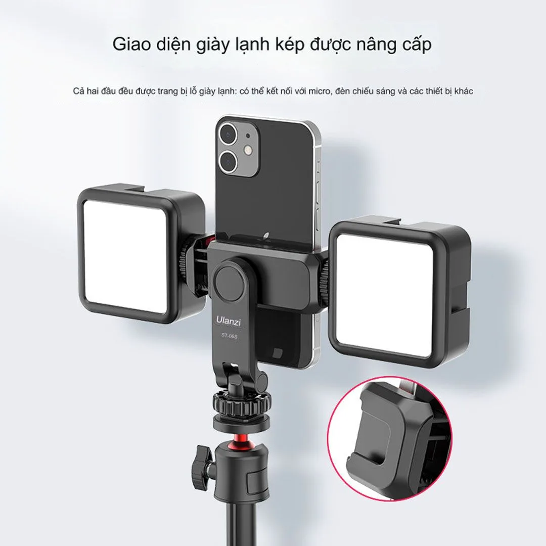 Ulanzi ST-06S - Kẹp Điện Thoại Xoay 360°, Hỗ Trợ 2 Ngàm Mở Rộng