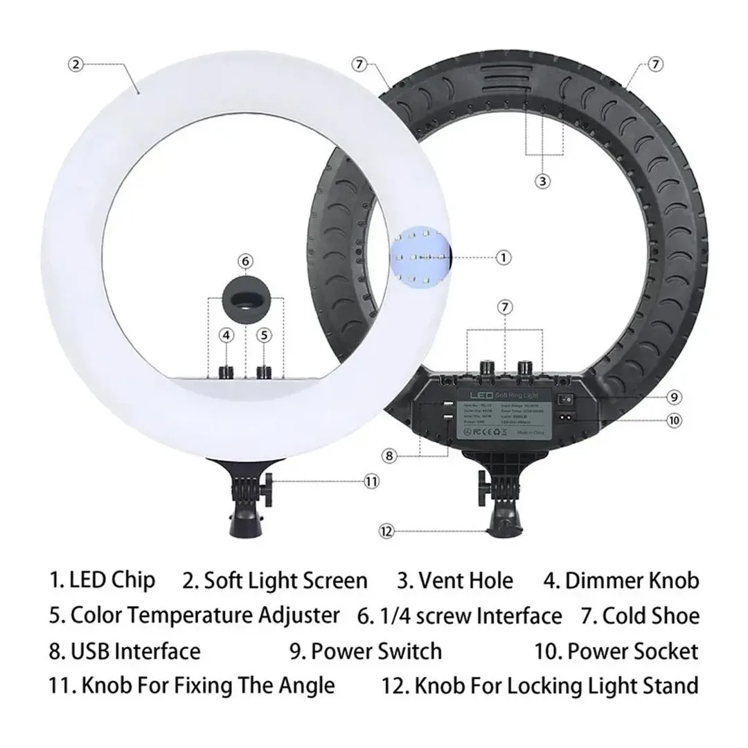 Đèn livestream có gương chiếu sáng chất lượng cao - Đường kính 45cm