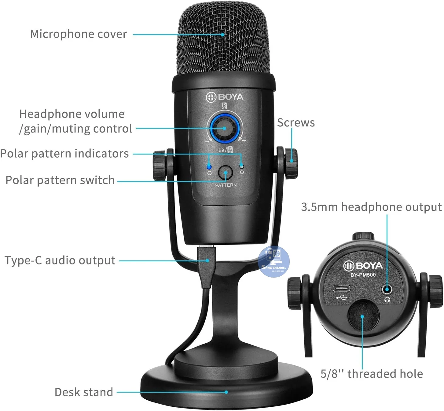 Micro thu âm BOYA BY-PM500 - Micro thu âm cổng USB