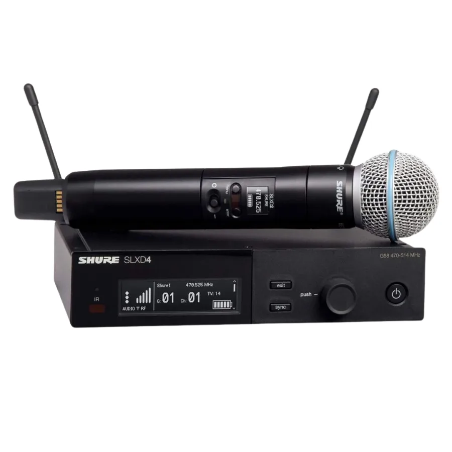 Bộ thu và phát kèm micro không dây Shure SLXD24A/B58 - Micro không dây cầm tay (2mic)