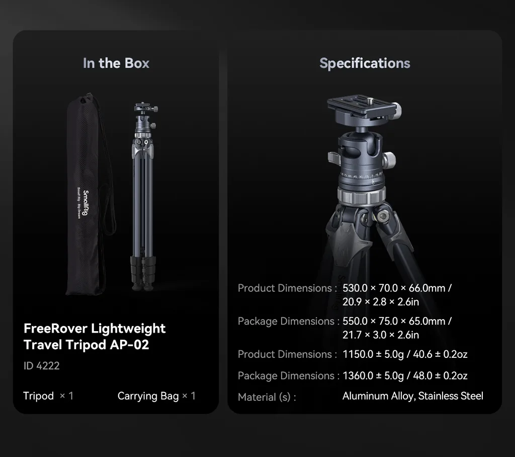 SmallRig 4222 - Travel Tripod AP-02