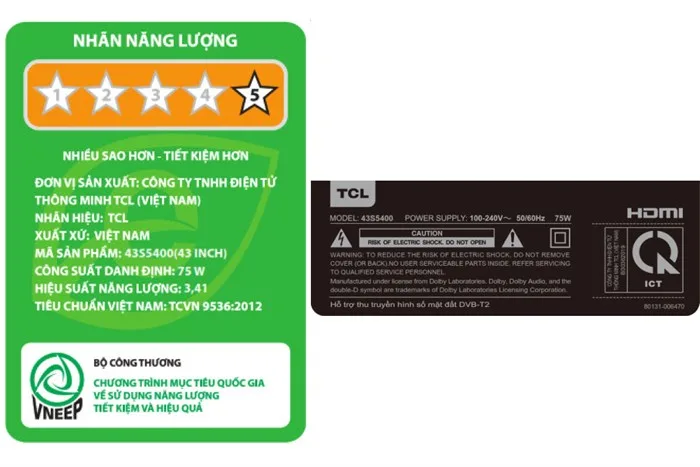 Google Tivi TCL Full HD 43 inch 43S5400A