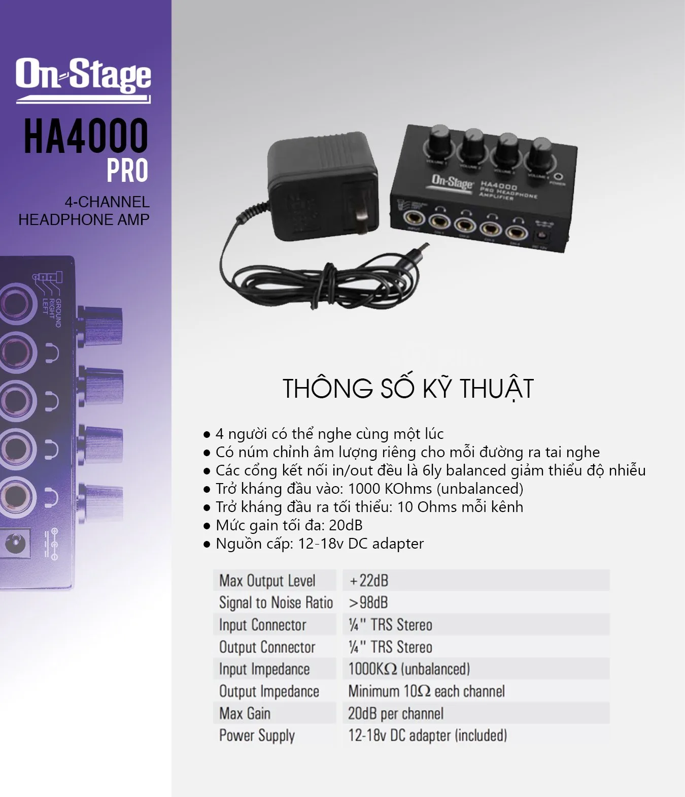 Thiết bị chia tai nghe Milenium HA4 - Channel Headphone Amp