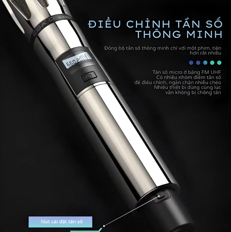 Micro Không dây Cầm Tay UHF CQA 3315 - Micro Không dây Wireless (Bạc) 1 Mic