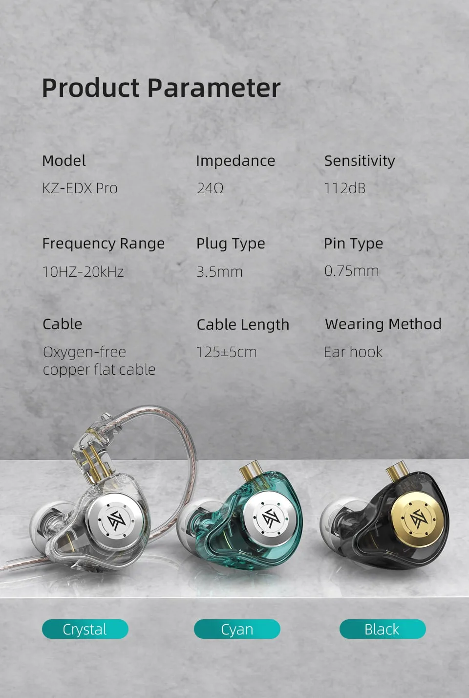 Tai nghe KZ-EDX PRO Tai nghe nhét tai livestream In ear Crytal