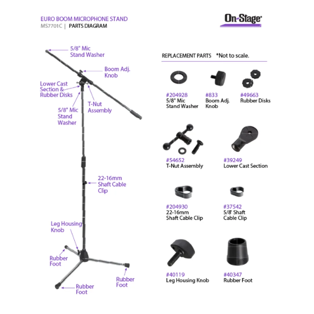 Chân Microphone ON-STAGE MS7701C EURO BOOM MICROPHONE STAND (CHROME)