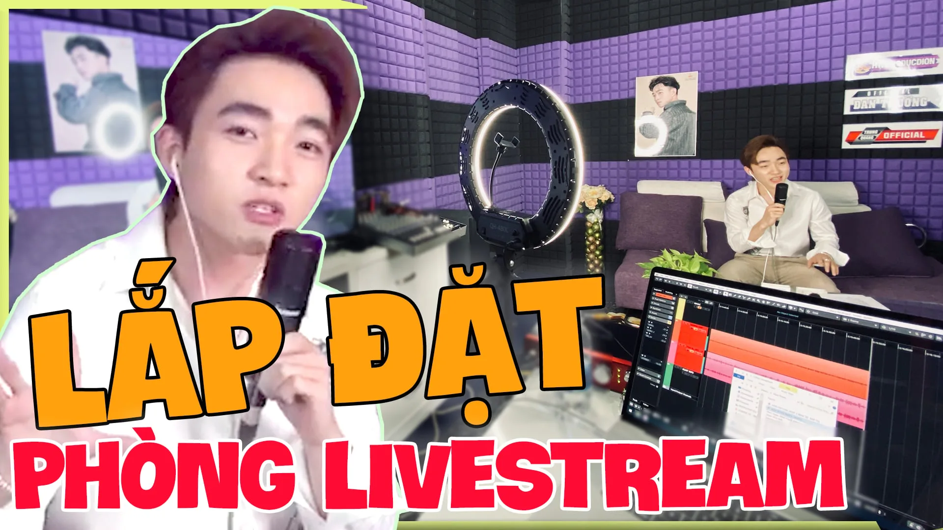 Setup phòng livestream ca sĩ Trung Quang hát với Focusrite 2pre USB Takstar PC-K850 Project Cubabse