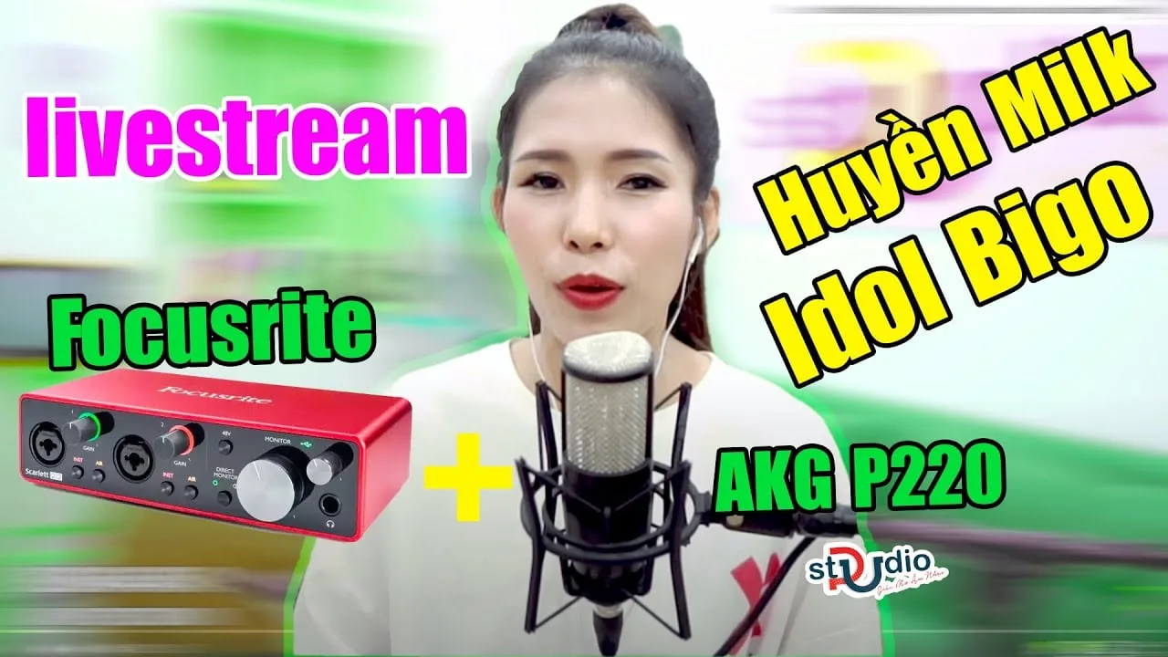 ✅Idol Bigo live Huyền My hát với bộ thu âm Focusrite 2i2 Gen 3 Micro thu âm AKG P220 Cubase 10