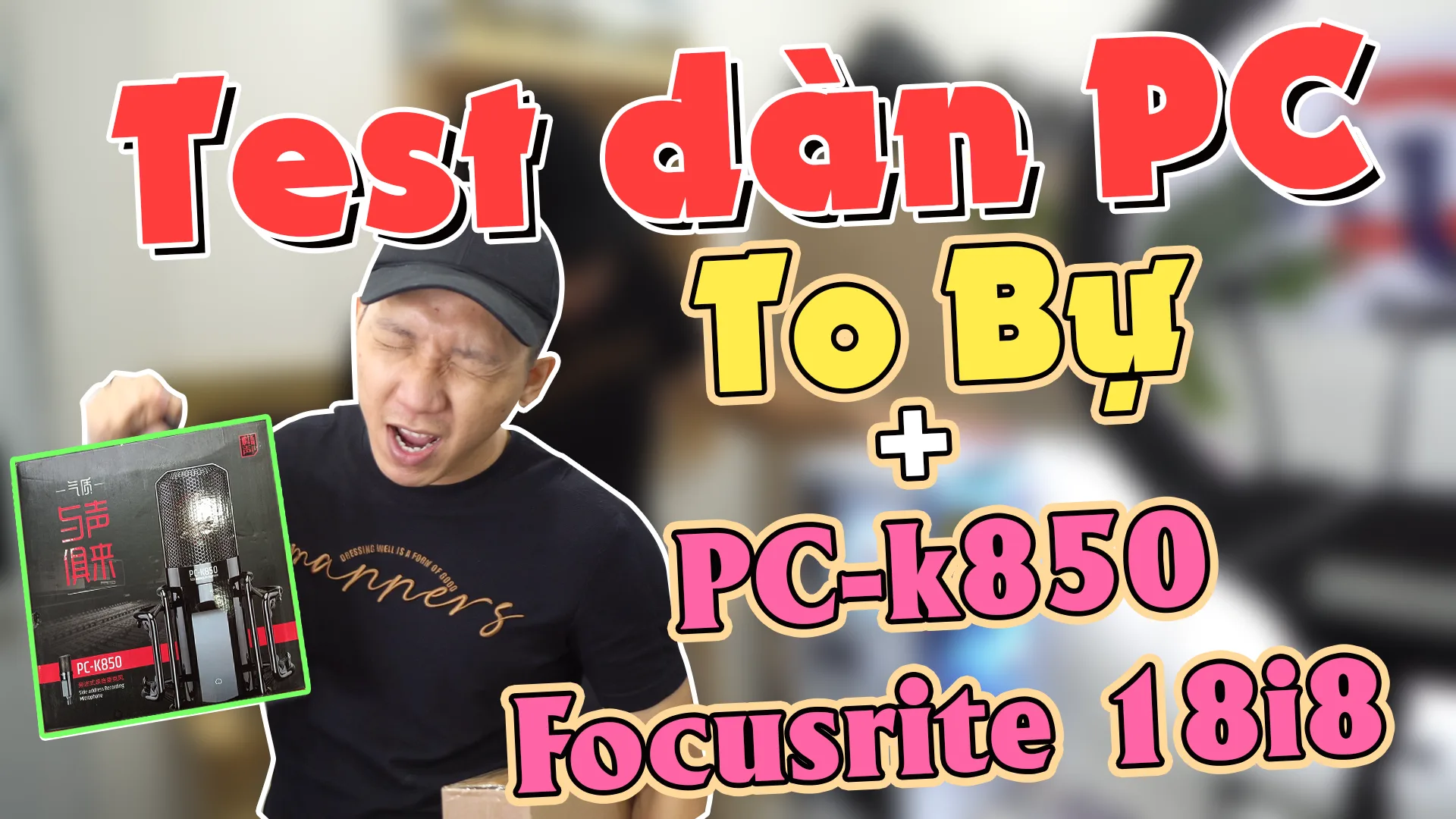 Dàn PC to bự và bộ thu âm Focusrite 18i8 Micro thu âm PC-K850 chất lượng cam ảo HD 360 livestream
