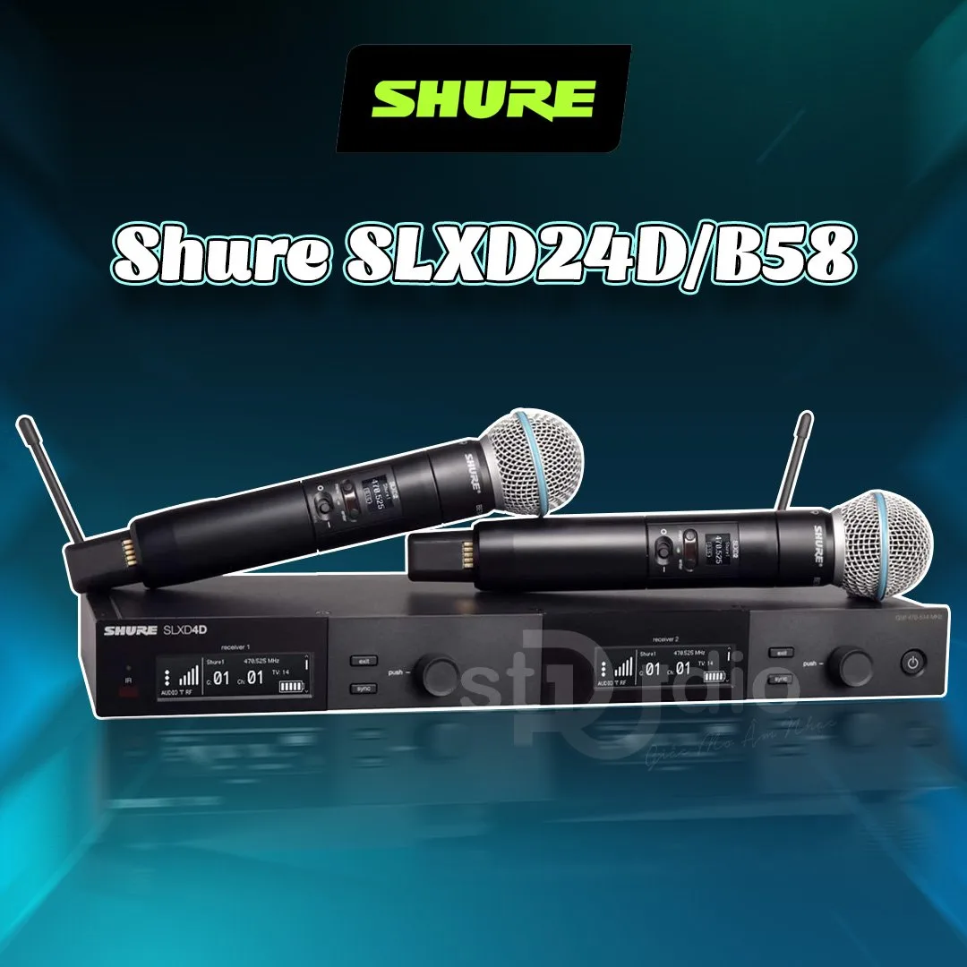 Bộ thu và phát kèm micro không dây Shure SLXD24A/B58 - Micro không dây cầm tay (2mic)