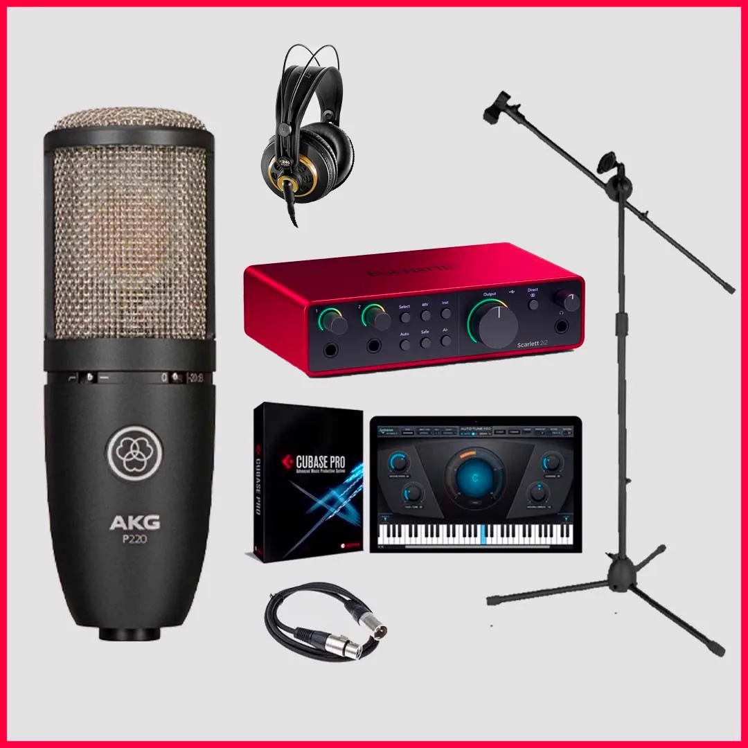 Bộ thu âm: Focusrite Scarlett 2i2 (Gen 4) - Micro thu âm AKG P220