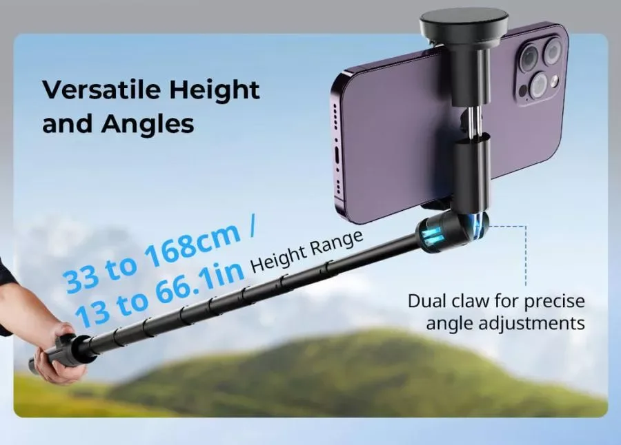 SmallRig 4926 - One-Touch Deploy Selfie Stick Tripod ST-30 (Black)