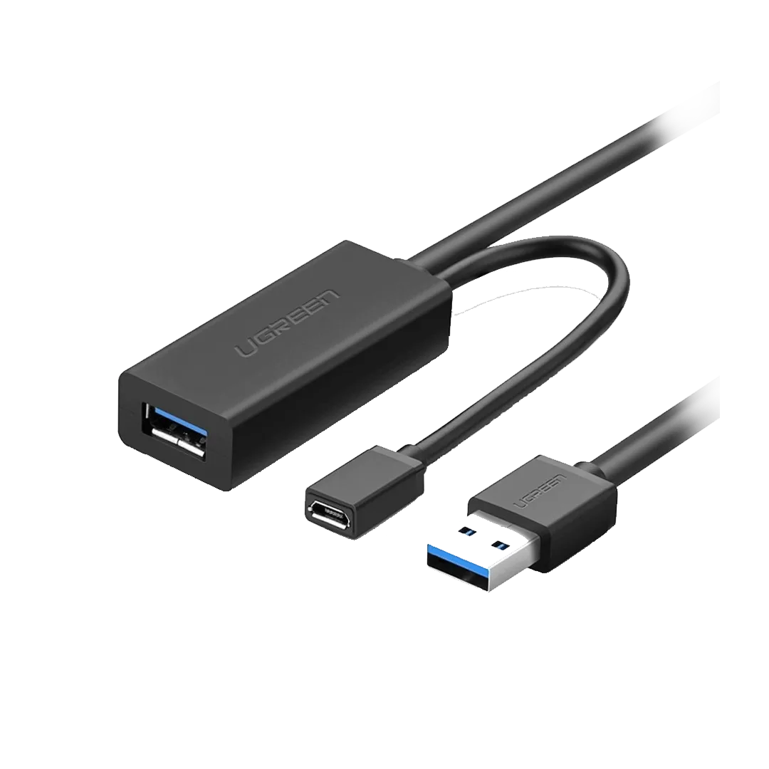 Cáp USB 3.0 nối dài 10m Ugreen 20827 chất lượng cao với hỗ trợ nguồn Micro USB