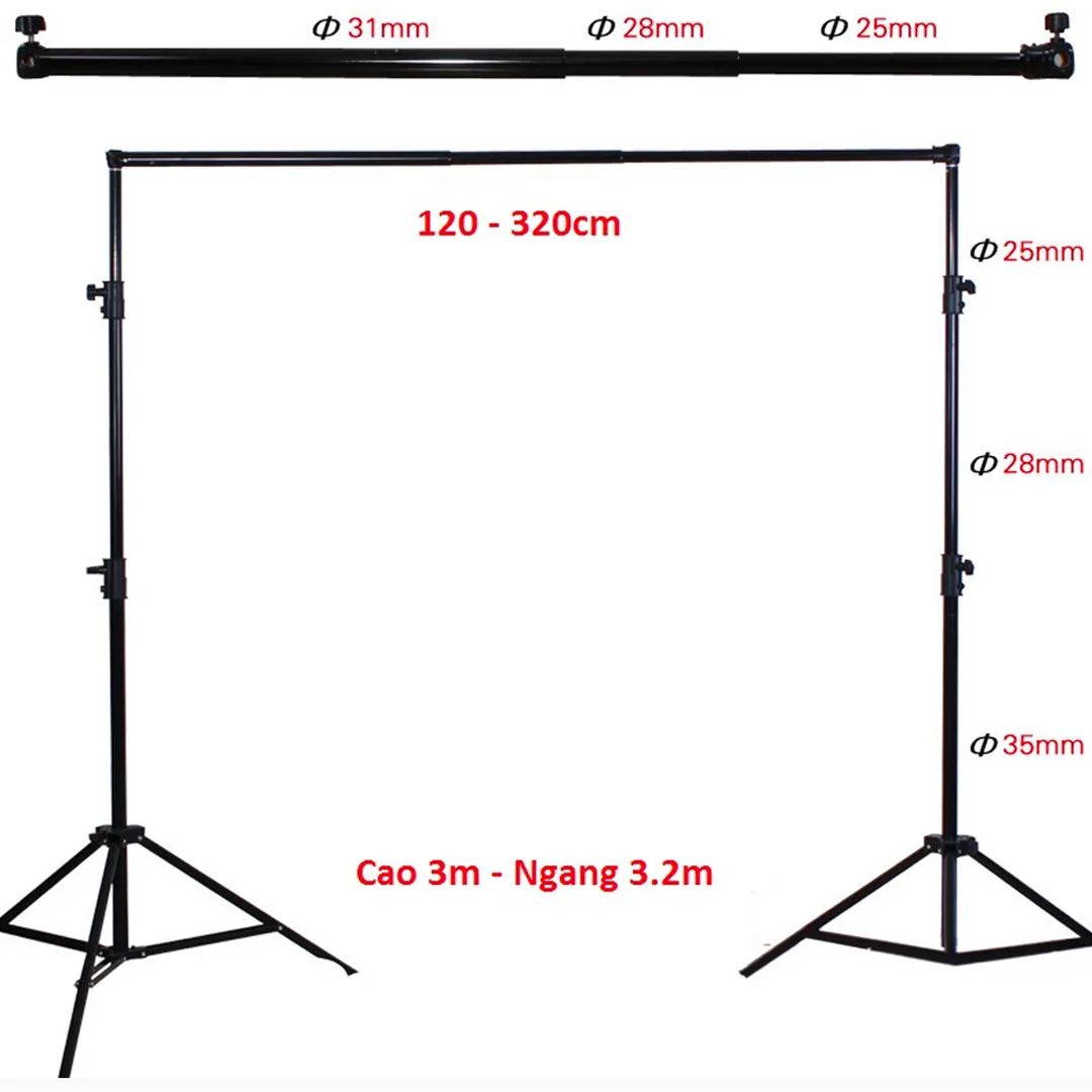 Giá Treo Phông 3 x 4m - Giá treo phông chắc chắn di động loại có thể rút 1,3m - 1,4m