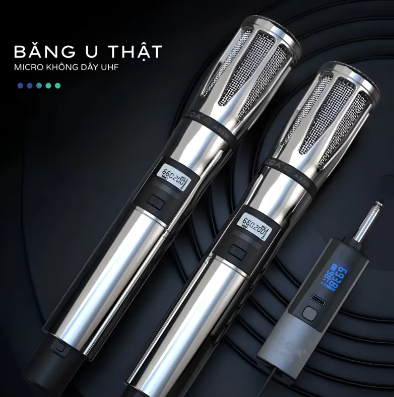 Micro Không dây Cầm Tay UHF CQA 3315 - Micro Không dây Wireless (Bạc) 1 Mic