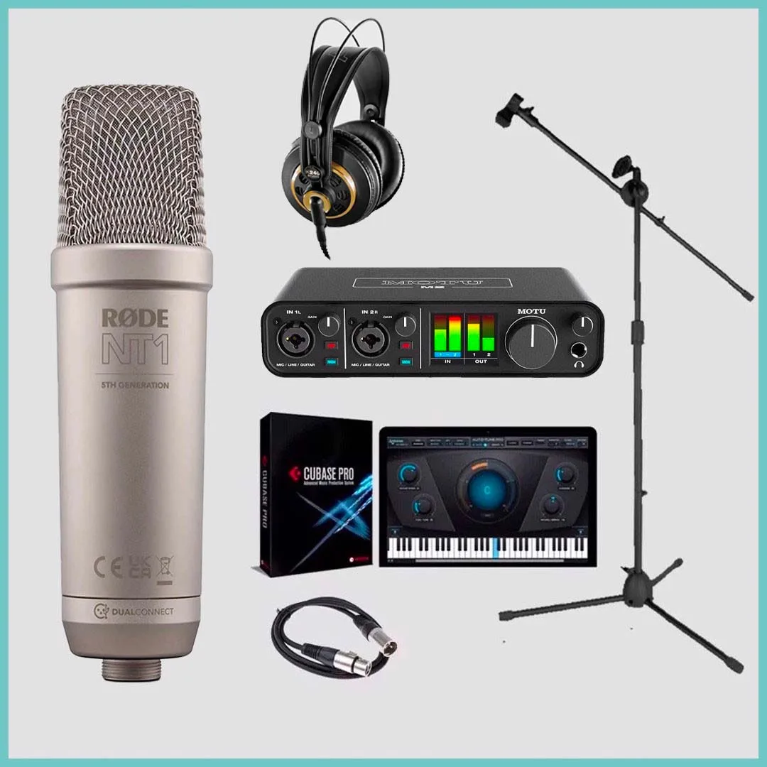 Bộ thu âm: Sound card MOTU M2 - Micro thu âm RODE NT1 5TH
