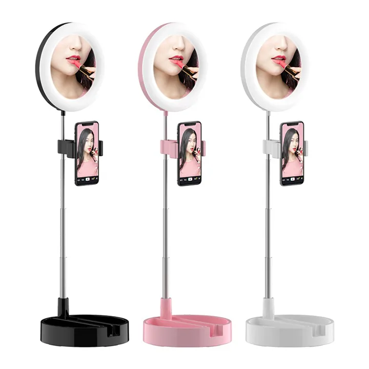 Gậy livestream Gấp gọn 58cm đèn LED 3 Chế độ màu quay video tiện dụng