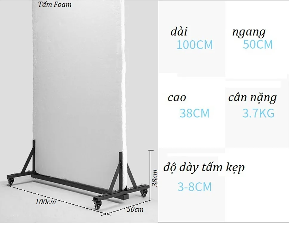 Chân Kẹp Xốp Có bánh Xe