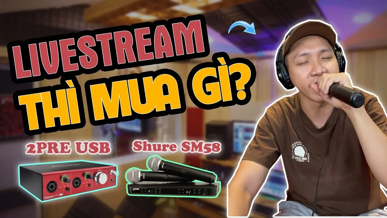 Cách setup phòng livestream ca hát, bán hàng cao cấp Focusrite 2Pre USB & Micro không dây Shure