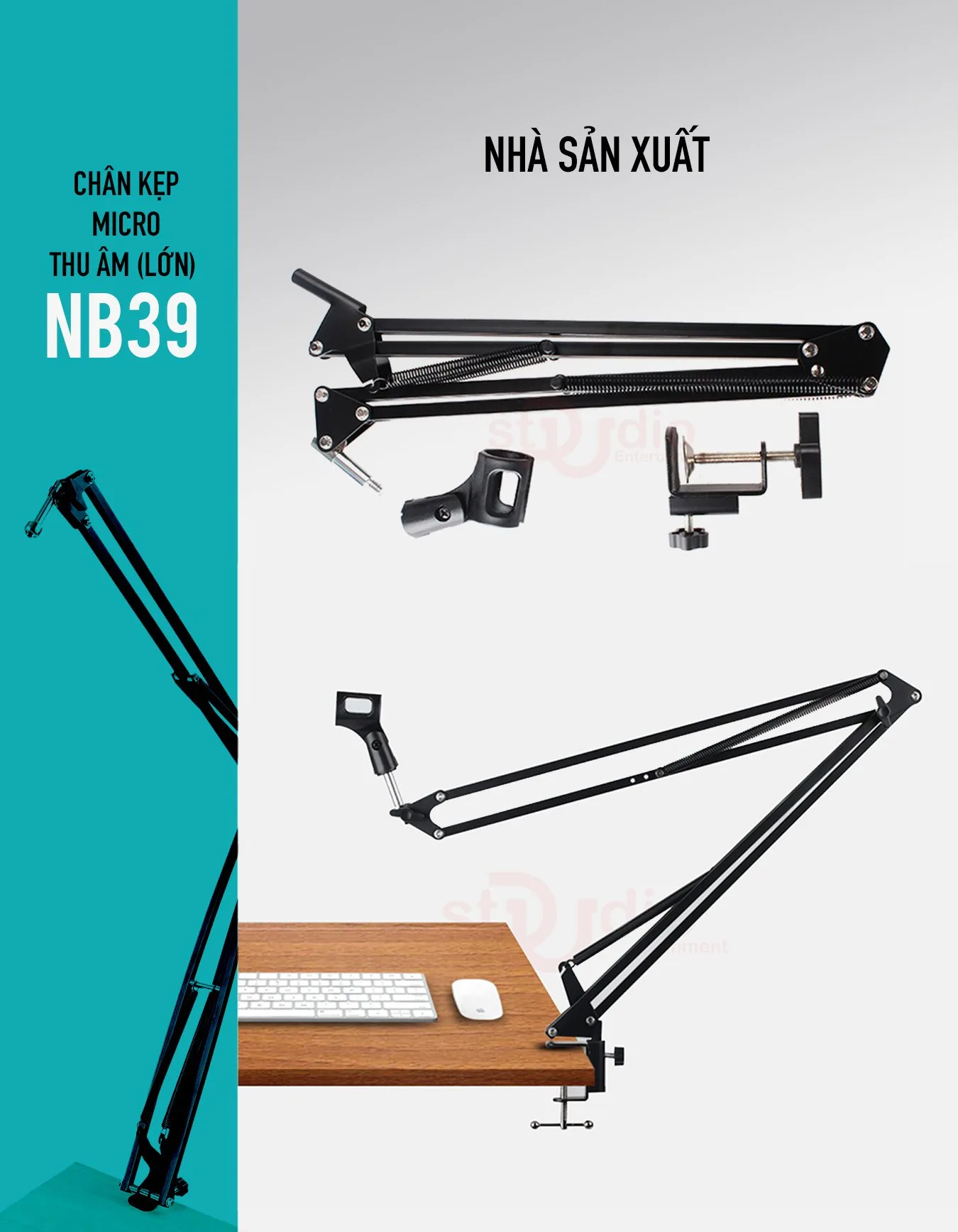 Chân Microphone NB-39 (Lớn) -Chân Micro kẹp bàn, giá đỡ Micro