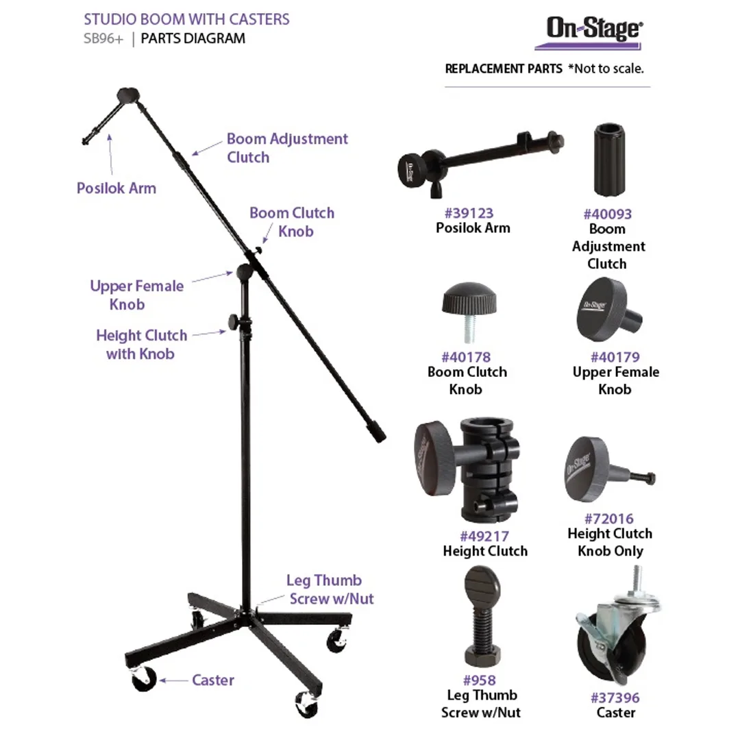 Chân Microphone ON-STAGE SB96+ STUDIO BOOM WITH 7 MINI BOOM EXTENSION AND CASTERS