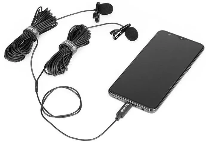 Micro thu âm Boya BY-M3D - Micro thu âm cài áo 2 mic ( Cổng type C )