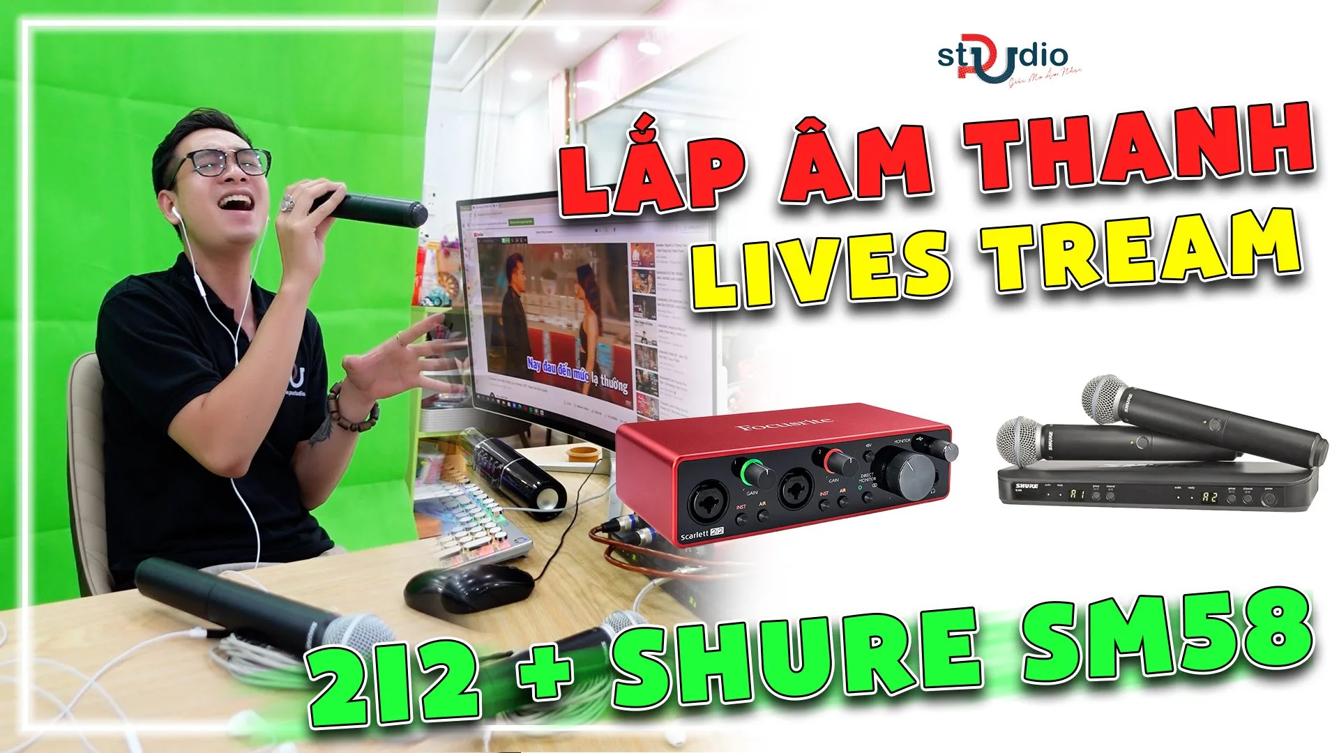 Bộ micro livestream bán hàng hiệu quả nhất 2022 | Focusrite 2i2 Micro SHURE SM58 không dây tốt nhất