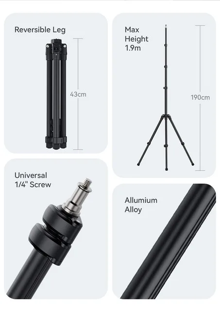 Chân Đèn Hợp Kim Nhôm Gấp Ngược ULANZI TT43