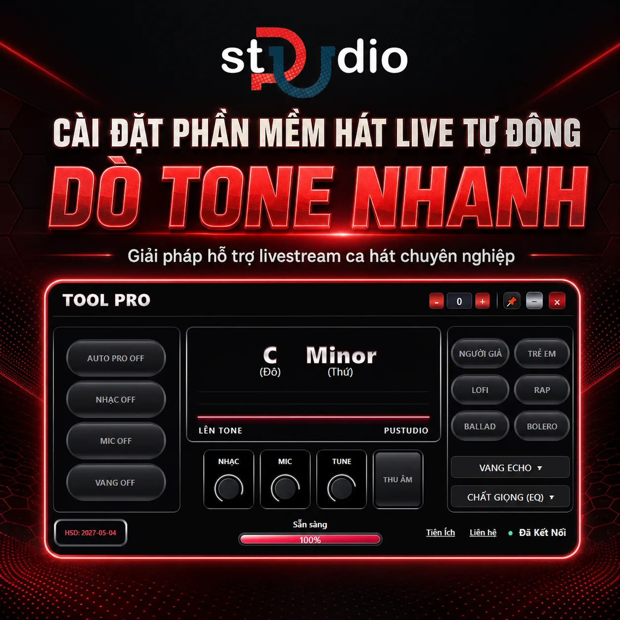 Cài Đặt Phần Mềm Hát Live Tự Động Dò Tone Nhanh