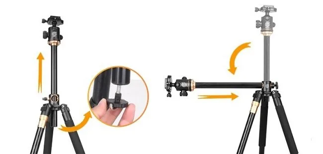Chân máy ảnh Tripod Beike Q999H bản trục đứng vuông góc