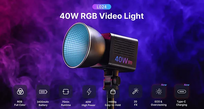 Đèn Video LED Di Động RGB Ulanzi L024 40W Pro