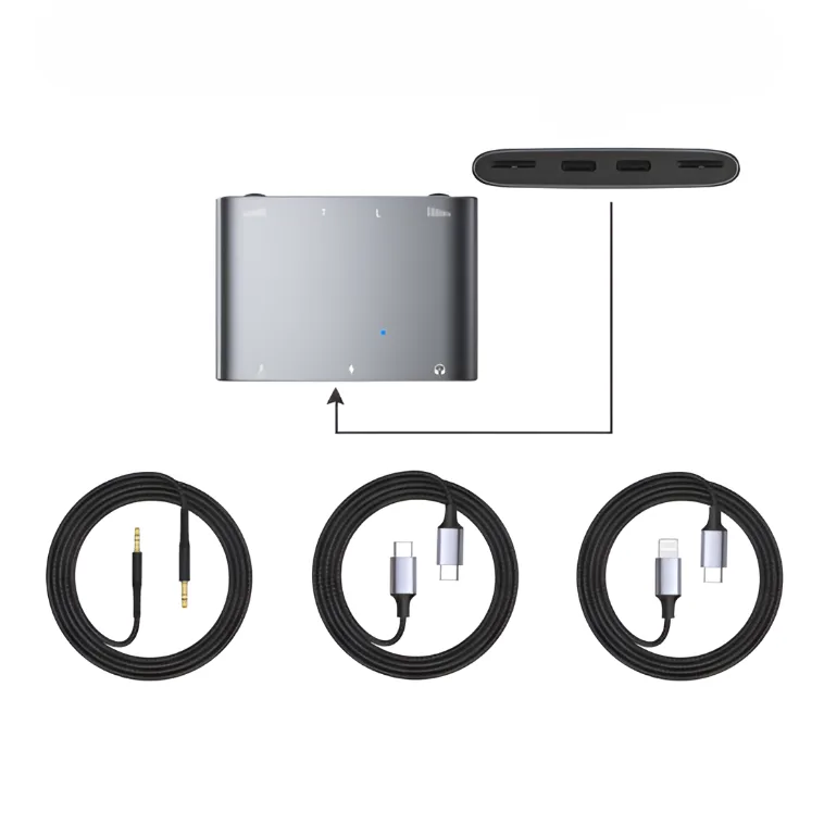 Box livestream 2 chiều Stereo PK (Type C và Lightning) Dây livestream Stereo 2 chiều