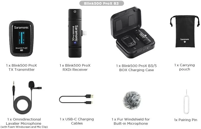 Bộ micro không dây Blink 500 ProX cổng Lightning (iOS) có hộp sạc SR-Blink500 ProX B3 (1TX+1RX)