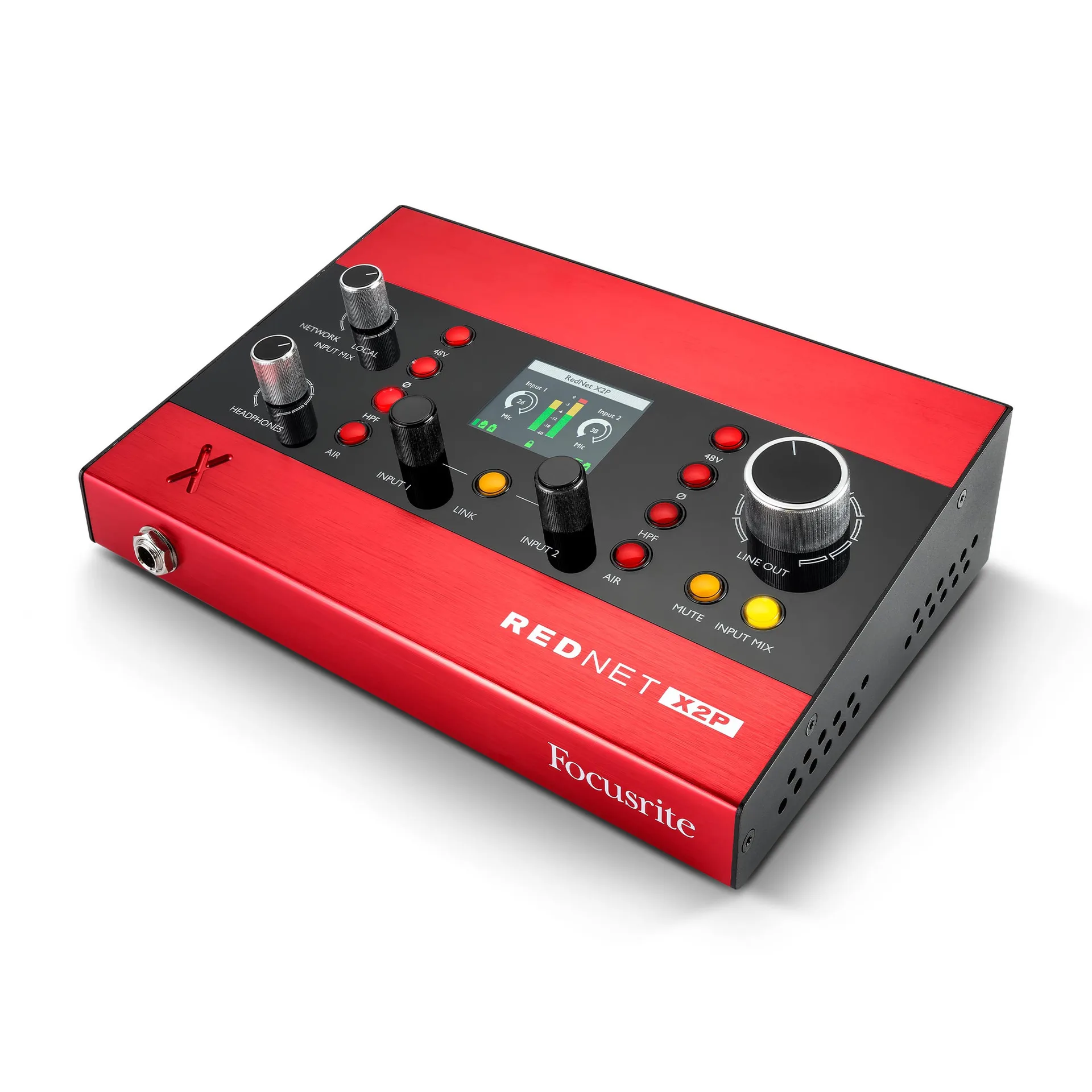 focusrite-rednet-x2p-2x2-dante-audio-interface-with-red-evolution-mic-preamps