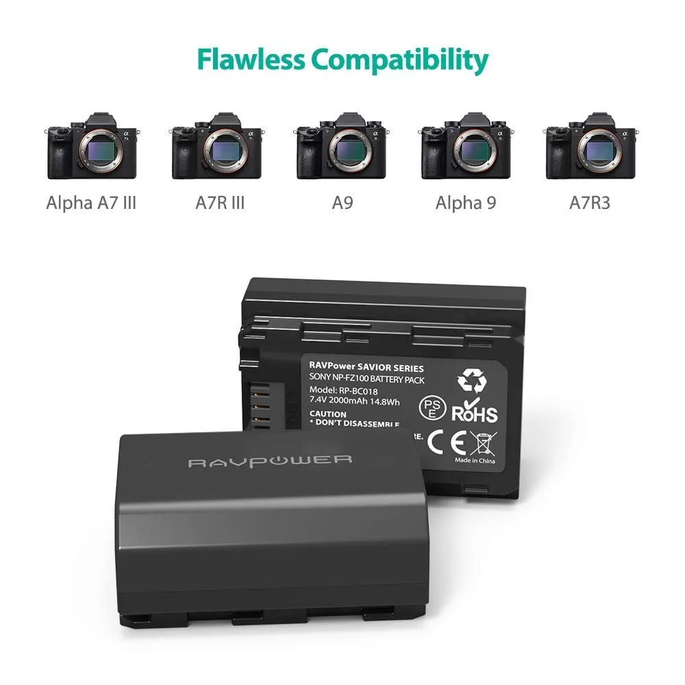 Bộ Pin + Sạc Ravpower NP-FZ100 for Sony A7M3/ A7RM3