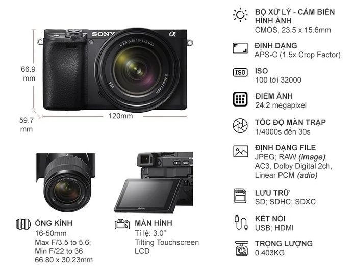 Máy ảnh Sony Alpha ILCE-6400L/ A6400 Kit 16-50mm F3.5-5.6 OSS/ Đen