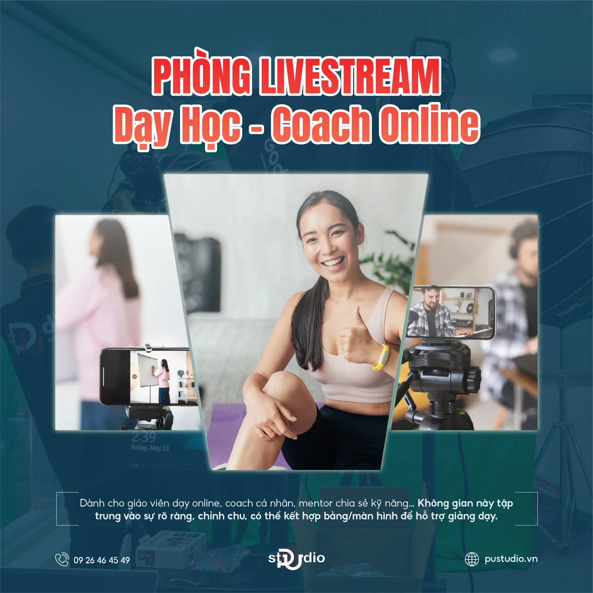Phòng livestream dạy học PU Studio