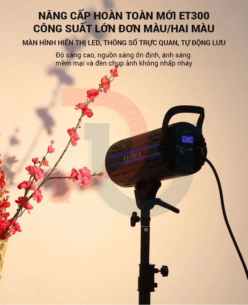 Combo Đèn Led Shitak ET300S kèm softbox 90cm và chân đèn