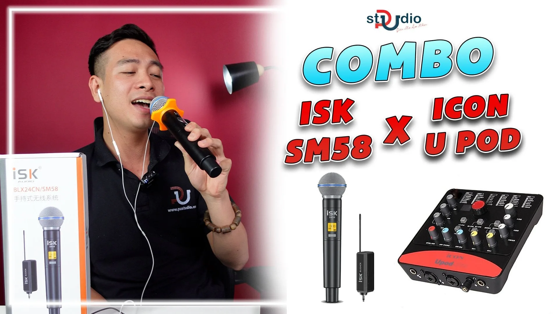 Bộ livestream bán hàng Micro không dây ISK SM58, Sound Icon Upod Pro Cùng Project Autotune