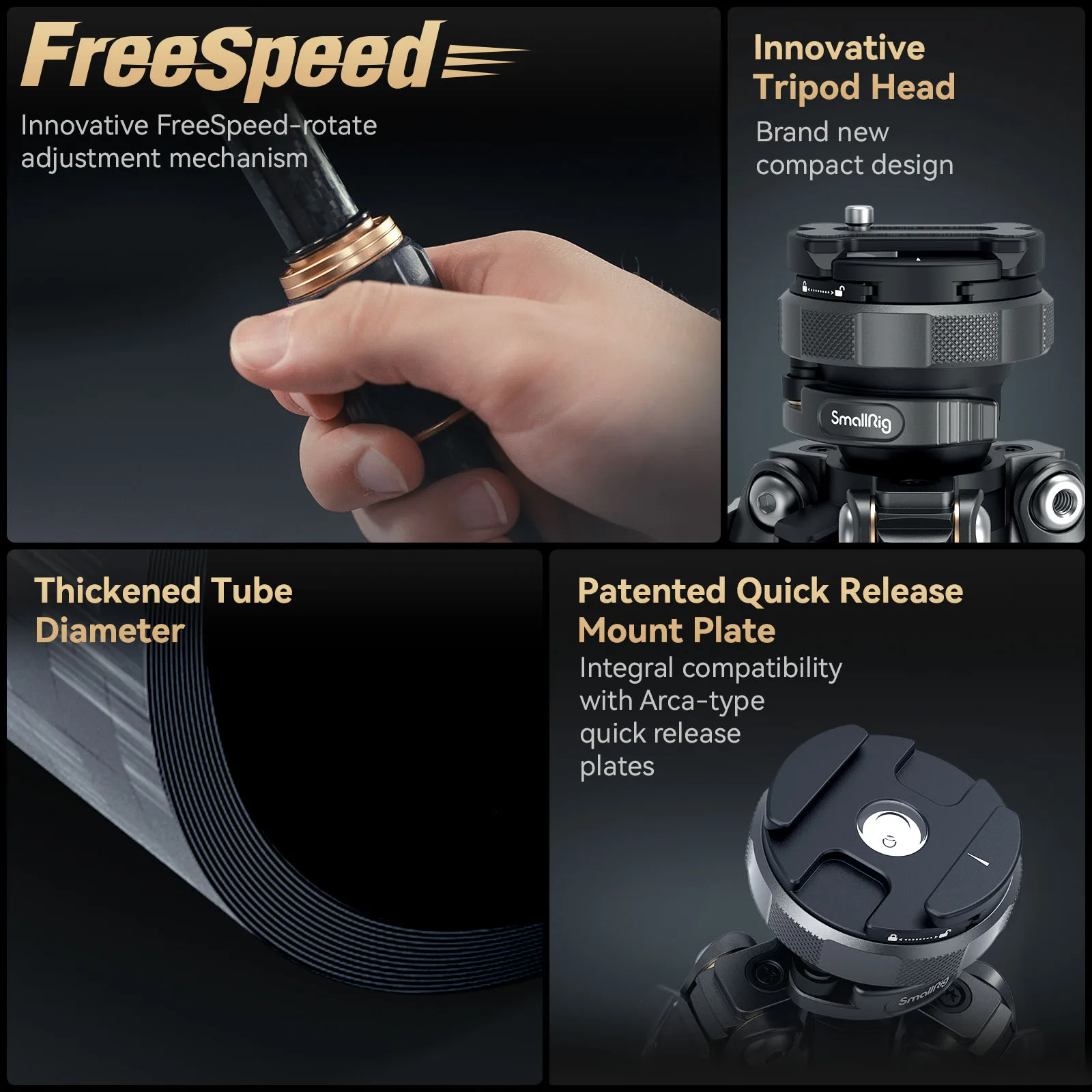 SmallRig 4353 - FreeRover Carbon Fiber Photo Tripod Kit AP-100