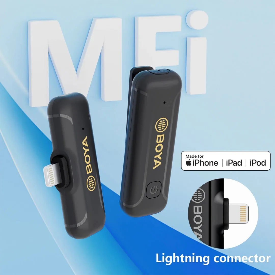 Micro cài áo không dây BOYA BY-WM3T2-D, Cổng Lightning