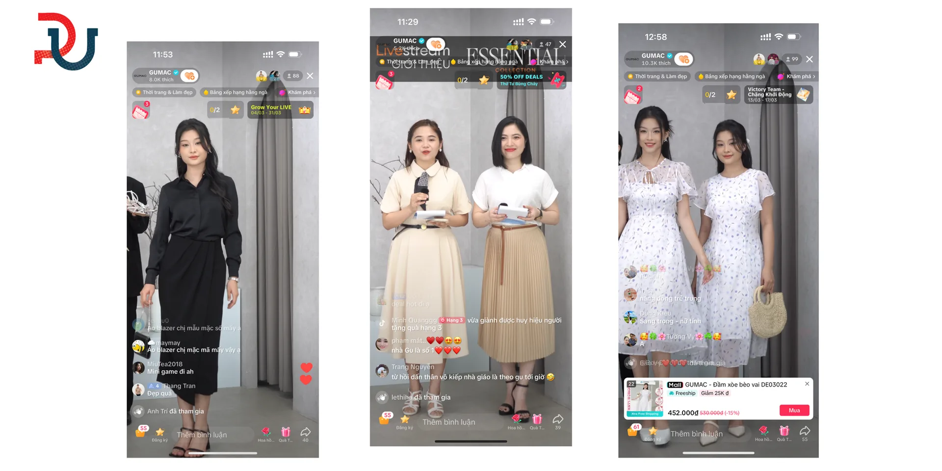 Setup livestream bán hàng thời trang chuyên nghiệp cho hãng thời trang Gumac nổi tiếng