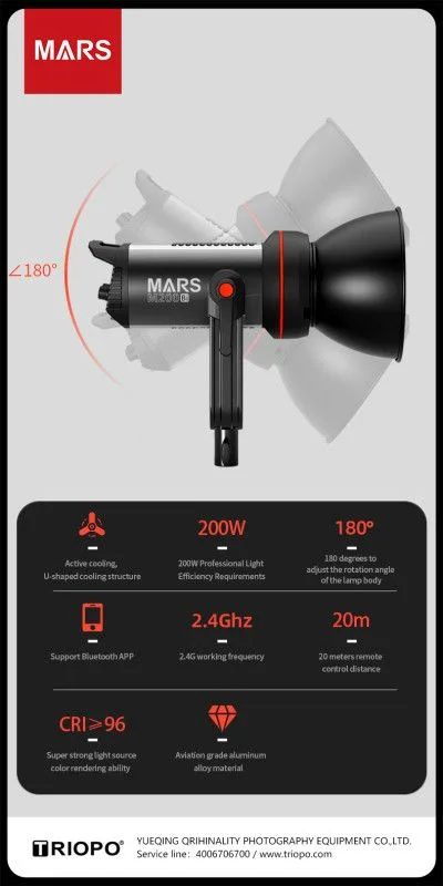 Đèn Led Triopo Mars 200D, Đèn Led quay phim chụp ảnh livestream