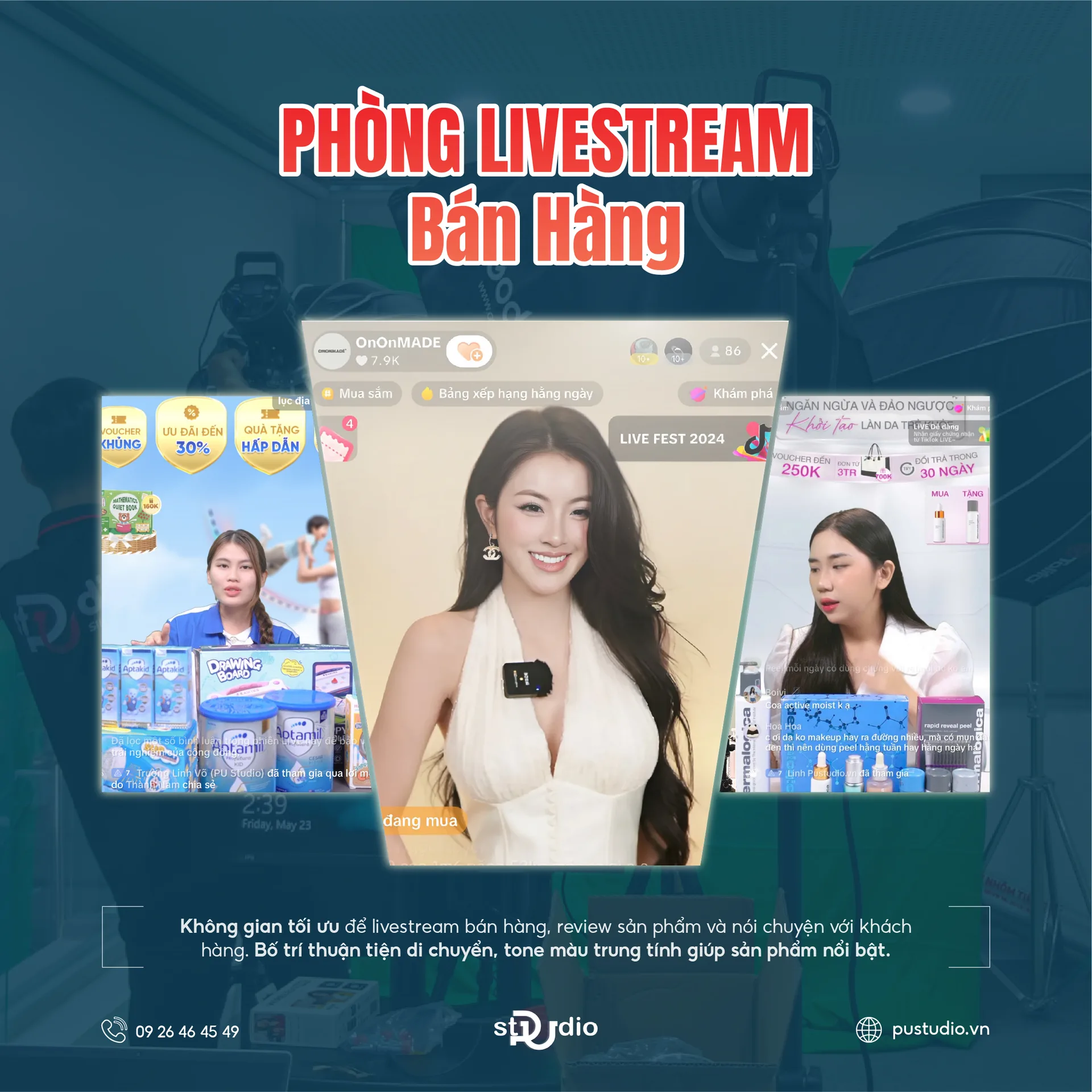 Phòng livestream bán hàng PU Studio