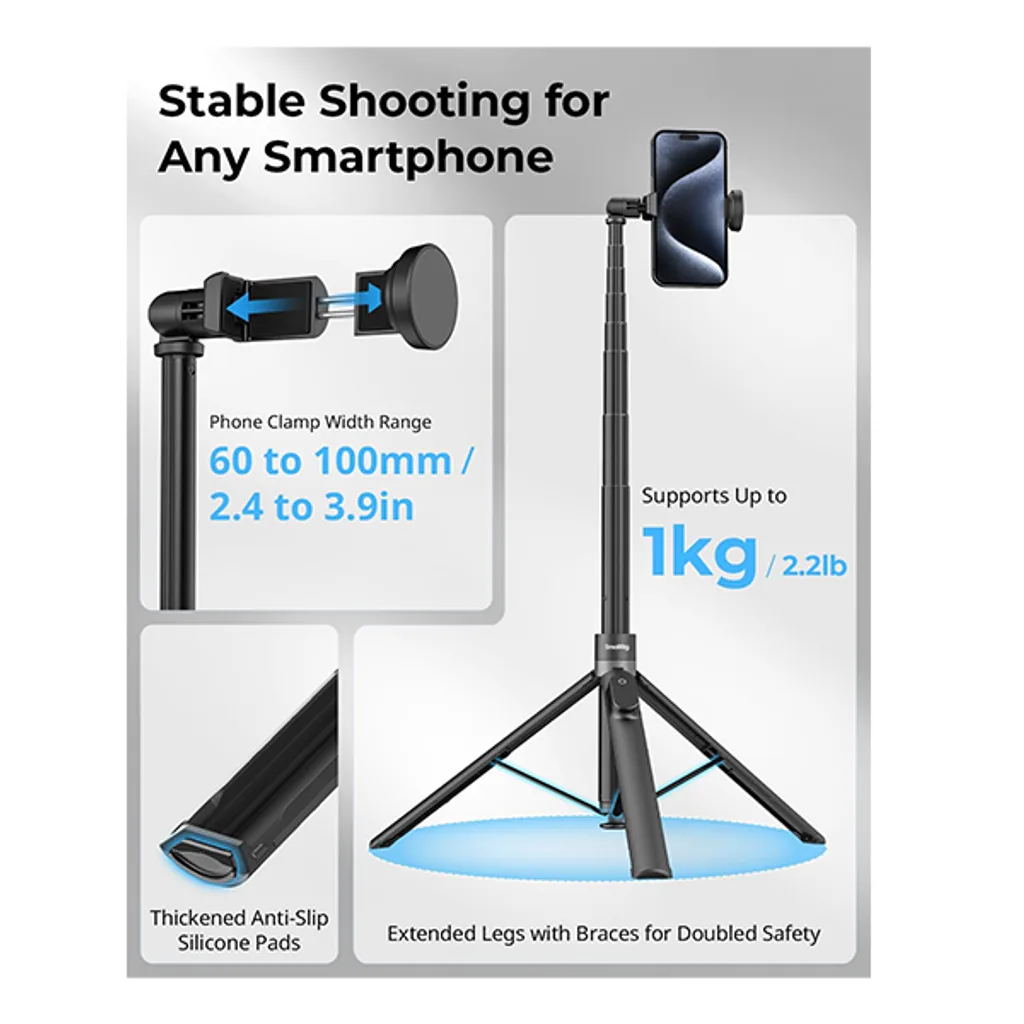 SmallRig 4898 - One-Touch Deploy Selfie Stick Tripod ST-30