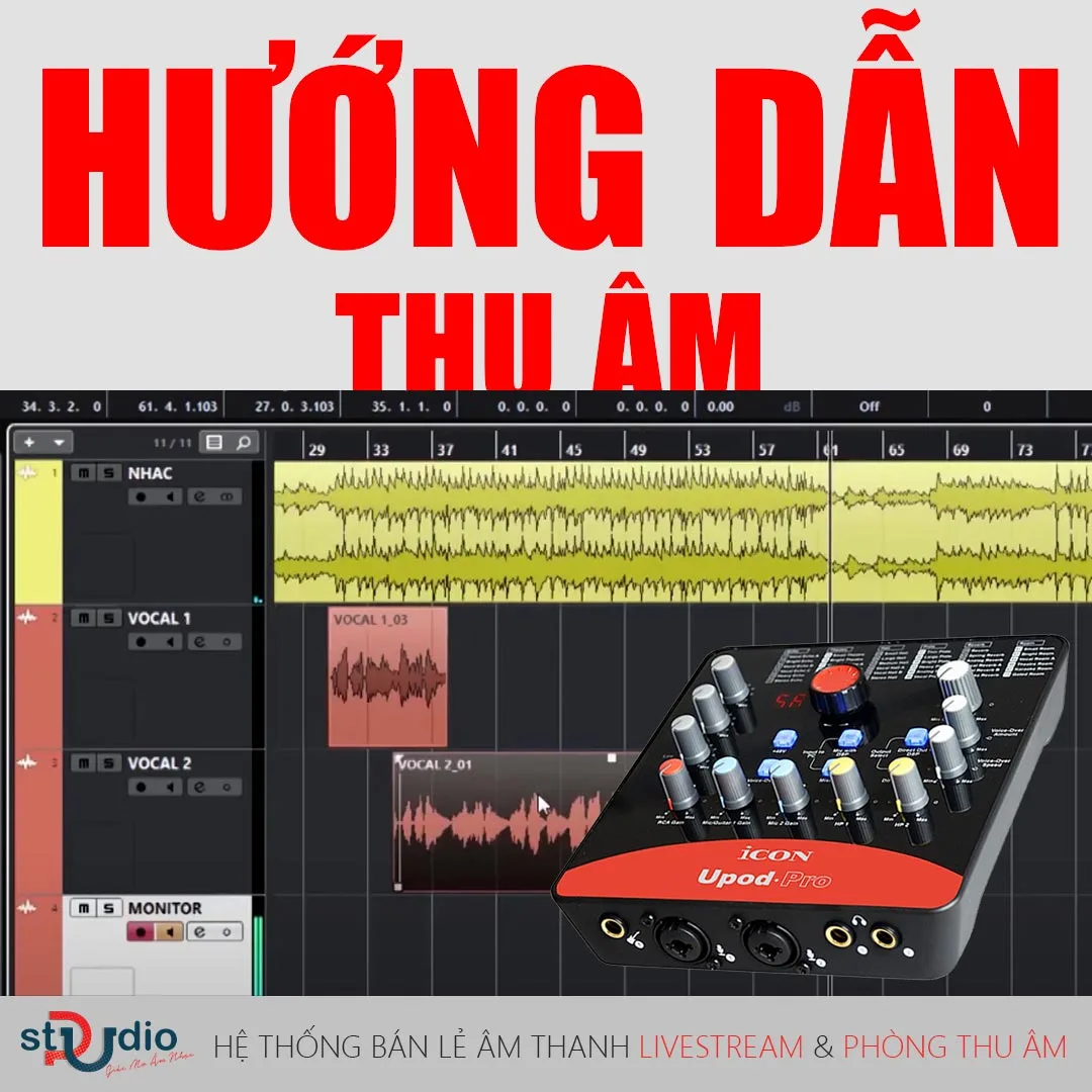 Hướng dẫn thu âm trên phần mềm Cubase 10 với Project Pustudio Sound card Icon Upod Pro