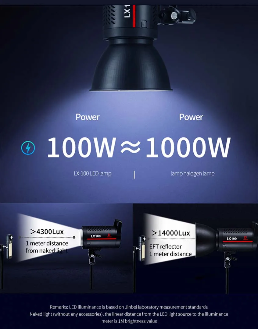 Đèn Led Jinbei LX-100, Đèn LED Jinbei 100W (Tặng 1 miếng Filter)